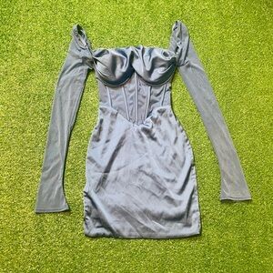 Oh Polly Vibrant Blue Satin Dress